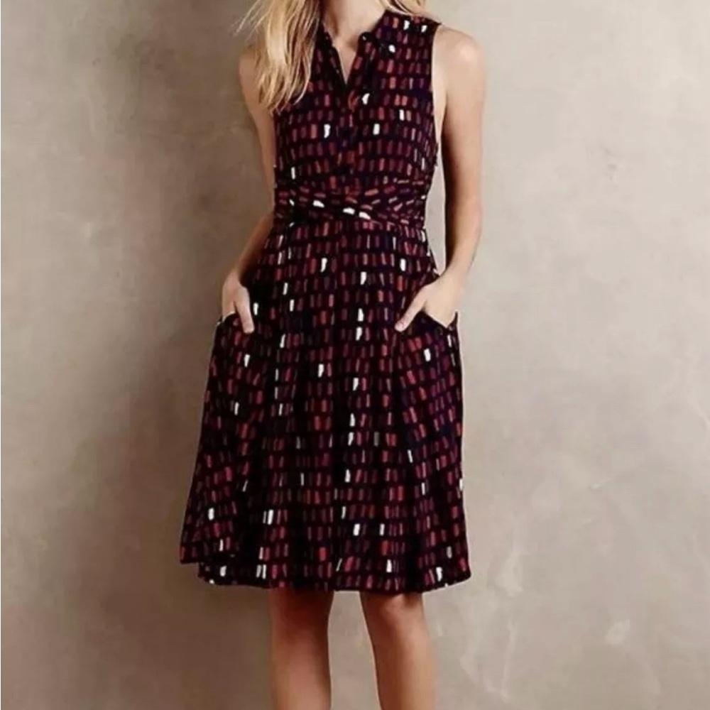 11-1-Tylho Anthropologie Blue Dash Sleeveless Maxi Dress Size XS Women’s